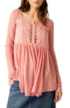 FREE PEOPLE PRETTY PLEASE LACE TUNIC TOP