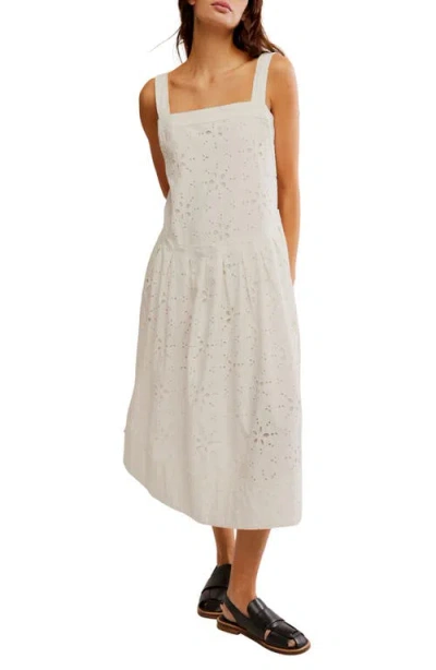 Free People Primavera Cotton Eyelet Midi Sundress In White