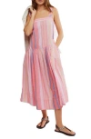 Free People Primavera Striped Midi Dress In Strawberry Combo
