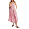 Free People Primavera Striped Midi Dress In Strawberry Combo In Multi