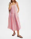 Free People Primavera Stripe Cotton Midi Dress In Pastel Combo