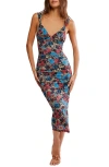 Free People X Intimately Fp Long Live Printed Mesh Slip In Blue