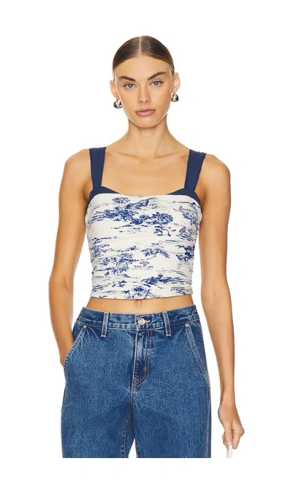 Free People Printed 2 Tone Tank In Ivory Combo