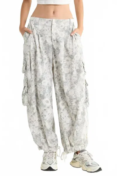 Free People Printed Charmer Utility Pants In Camo Floral Ivory In White