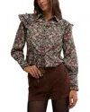 Free People Daybreak Floral Print Long Sleeve Shirt In Black Combo