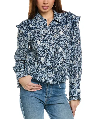 Free People Printed Daybreak Blouse In Blue