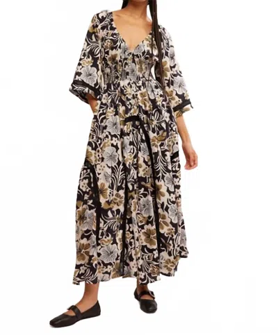 Free People Bodhi Floral Printed Maxi Dress In Dark Floral Combo In Black Combo
