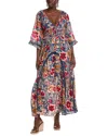 Free People Printed Smocked Waist Maxi Dress In Blue