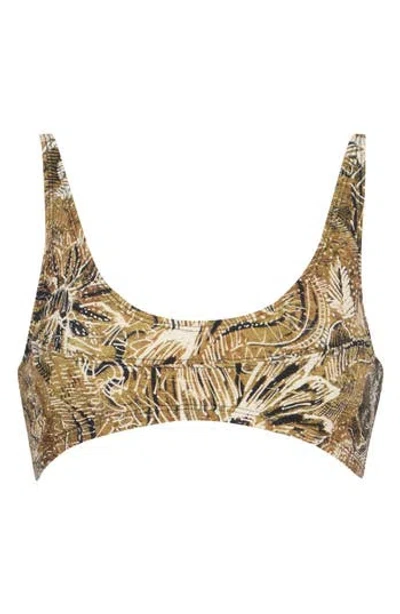 Free People Printed Farrah Bralette Bikini Top In Brown