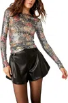 FREE PEOPLE PRINTED GOLD RUSH LONG SLEEVE TOP IN MIDNIGHT COMBO