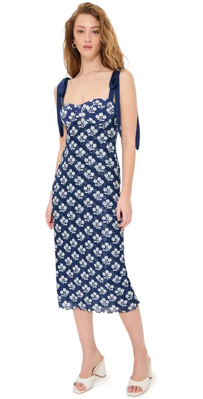 FREE PEOPLE PRINTED GOT GLAM SLIP DRESS NAVY