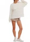 Free People Printed Hustle Layer Awning Long Sleeve Top In Striped Ivory In Multi