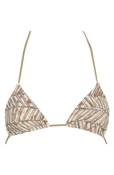 Free People Printed Mika Triangle Bikini Top In Brown