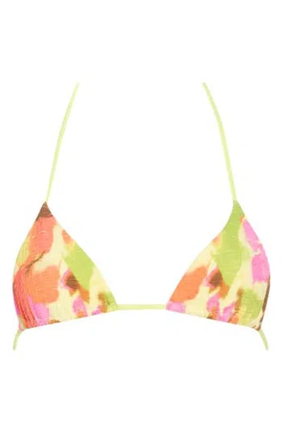 Free People Printed Mika Triangle Bikini Top In White
