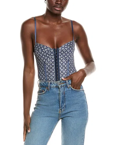 Free People Printed Night Rhythm Bodysuit In Blue