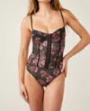 Free People Intimately Fp Floral Mesh Bodysuit In Black
