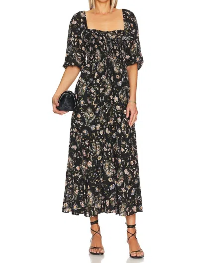 Free People Printed Oasis Midi Dress In Black Combo