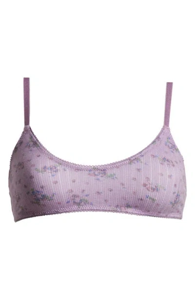 Free People Printed Pointelle Bralette In Grape Combo