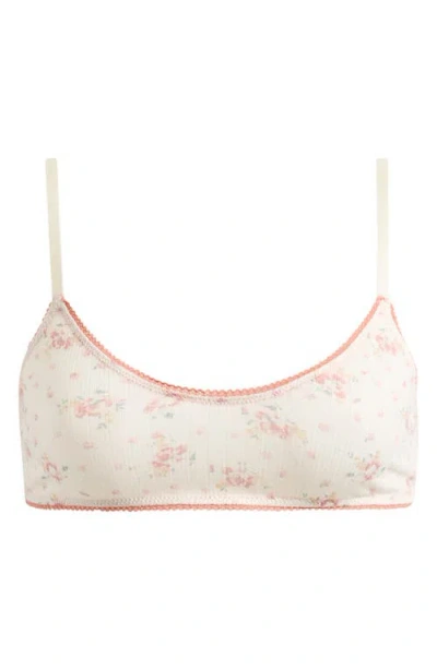 Free People Printed Pointelle Bralette In Ivory Combo