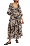 Free People Bodhi Floral Printed Maxi Dress In Dark Floral Combo In Black Combo