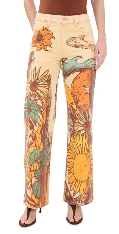 Free People X We The Free Printed Straight Leg Pant In Multi