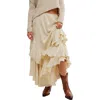 Free People Promenade Jacquard Ruffle Maxi Skirt In Neutral