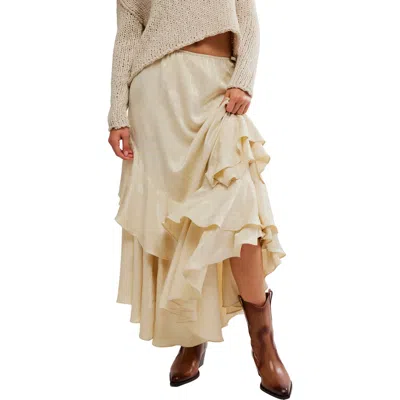 Free People Promenade Jacquard Ruffle Maxi Skirt In Neutral