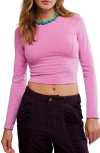 Free People Protagonist Long Sleeve Crop T-shirt In Pink