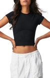 Free People Lux Life Baby Tee In Black In Black