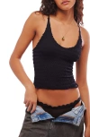 Free People Pucker Up Seamless Camisole In Black
