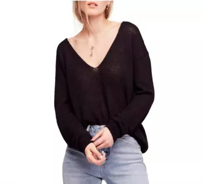 Free People Pullover Gossamer V-neck Sweater In Black