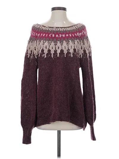 Pre-owned Free People Pullover Sweater In Burgundy