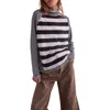 Free People Punk Playful Stripe Long Sleeve T-shirt In Gray