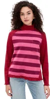 Free People Punk Playful Stripe Long Sleeve T-shirt In Pink