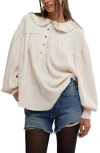 Free People Queen Of Hearts Thermal Henley Top In Ivory