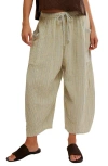 Free People Quin Stripe Cotton Drawstring Pants In Neutral