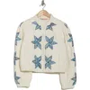 Free People Quinn Floral Accent Quilted Crop Jacket In Teal Combo