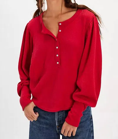 Free People Quinn Knit Thermal Sweater In Salsa In Red