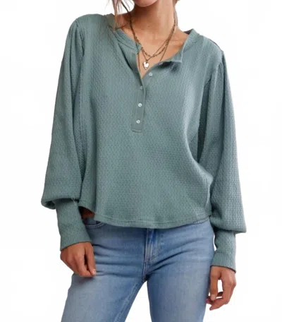 Free People Quinn Knit Thermal Sweater In Jade Ash In Blue