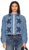 Free People Quinn Quilted Cotton Denim Jacket In 靛蓝拼接