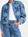 Free People Quinn Quilted Cotton Denim Jacket In Blue