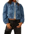 Free People Quinn Quilted Cotton Denim Jacket In Multi