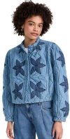 Free People Quinn Quilted Cotton Denim Jacket In Indigo Combo