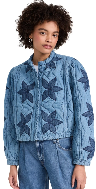 Free People Quinn Quilted Jacket Indigo Combo