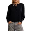 Free People Quinn Rib Henley Top In Black