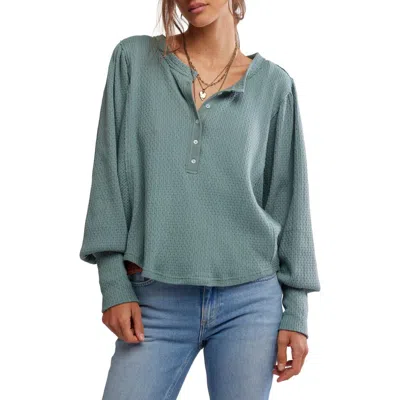 Free People Quinn Rib Henley Top In Green