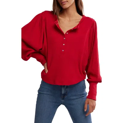 Free People Quinn Rib Henley Top In Red