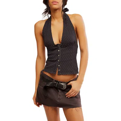 Free People Ramona Printed Halter Top In Black Combo