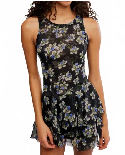 Free People Raven Printed Mini Dress In Midnight Combo In Black
