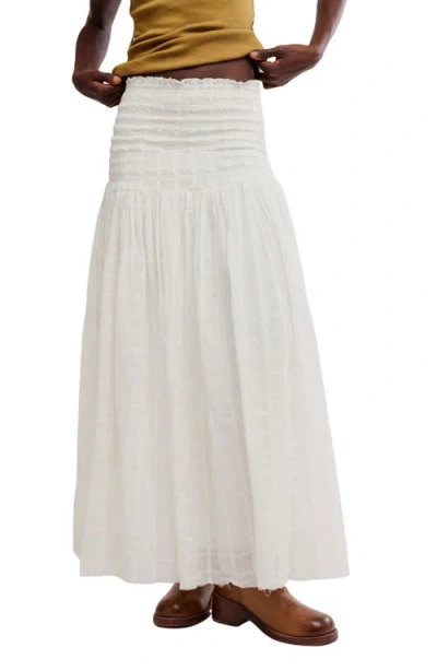 Free People Raven Smocked Maxi Skirt In White